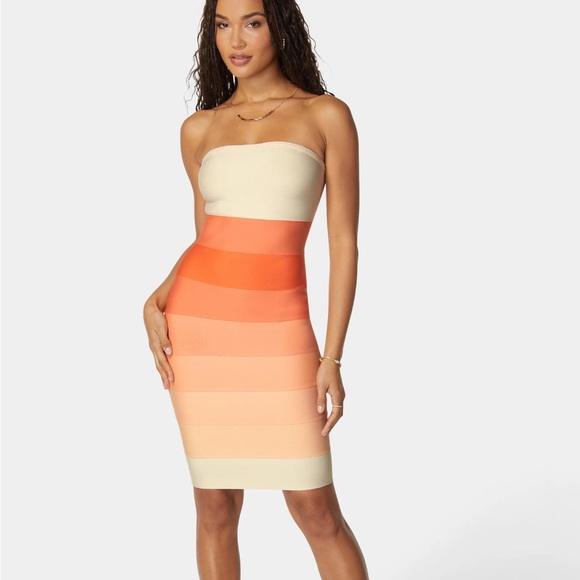 ✨ Bebe Strapless Colorblock Bandage Dress – NWT ✨ - Picture 1 of 6